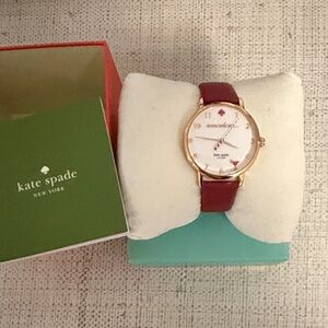 Kate Spade Burgundy Leather Watch with Gold Details